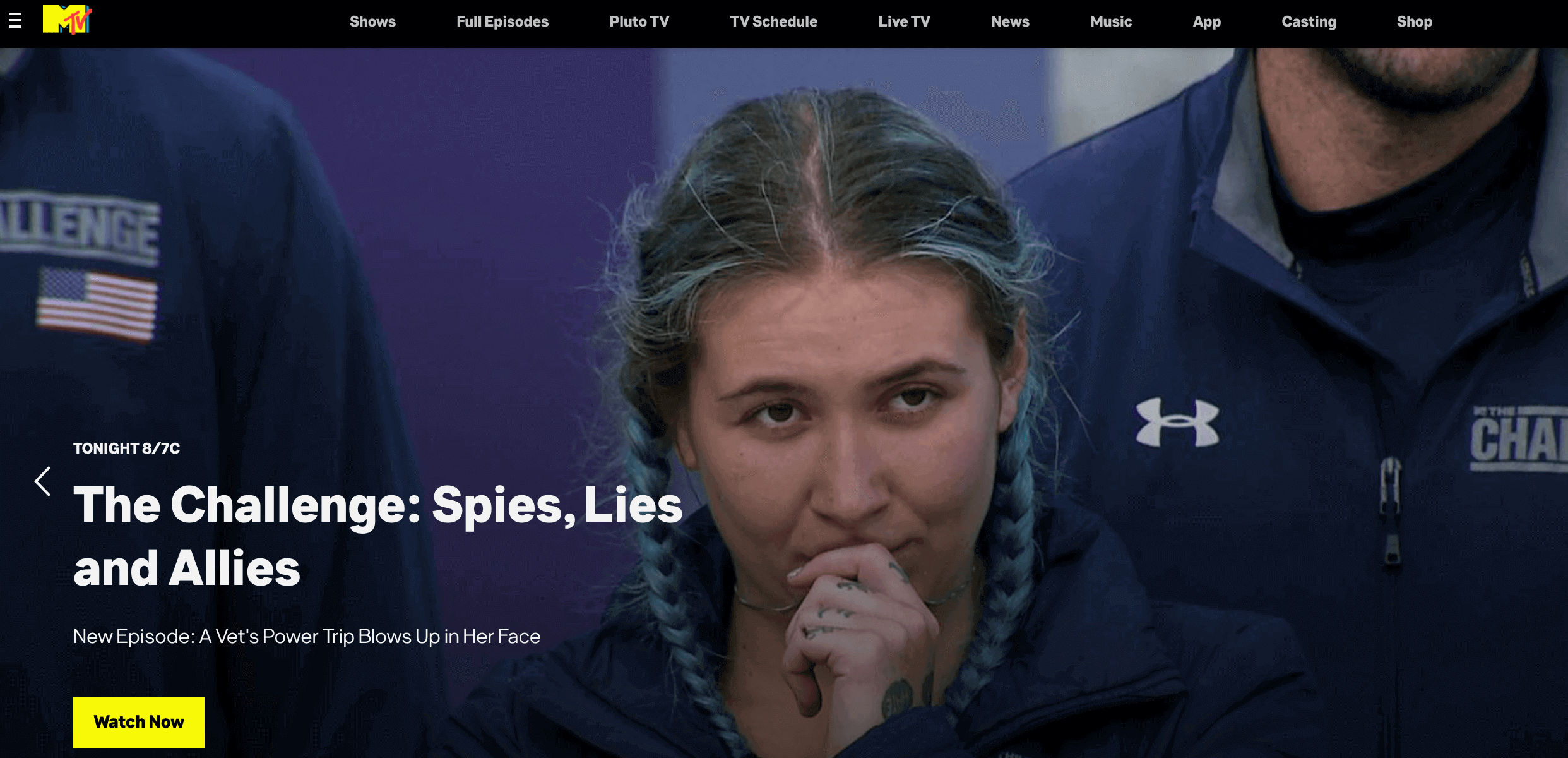 select watch now button on mtv usa website