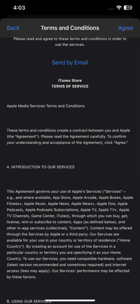 Accepting terms and conditions for downloading Max (HBO Max in Canada