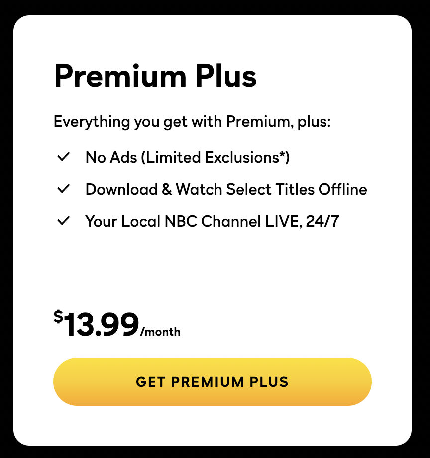 Peacock TV Premium Plus Plan features and pricing to watch NBC in Canada