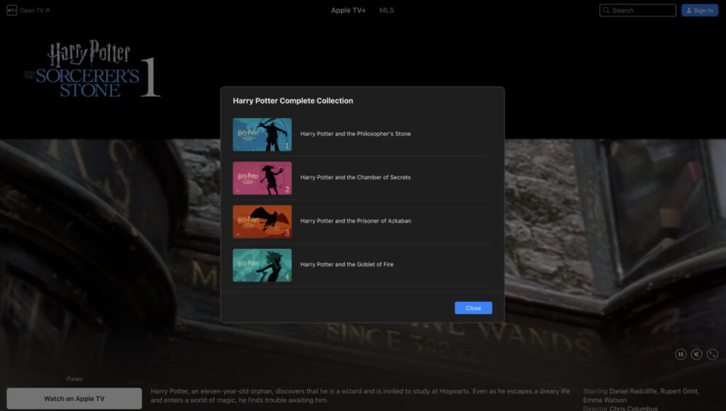 Watch Harry Potter Movies on Apple TV in Canada