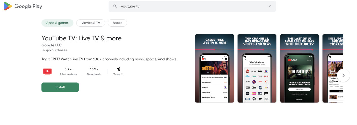 Download and Install YouTube TV app