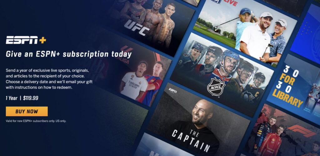 Ilusstration of ESPN Plus Gift Card