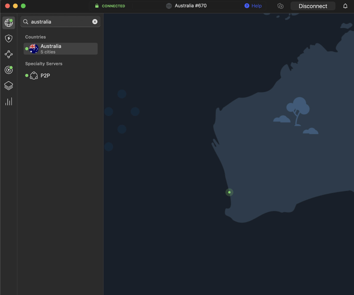 Connect to Australian server