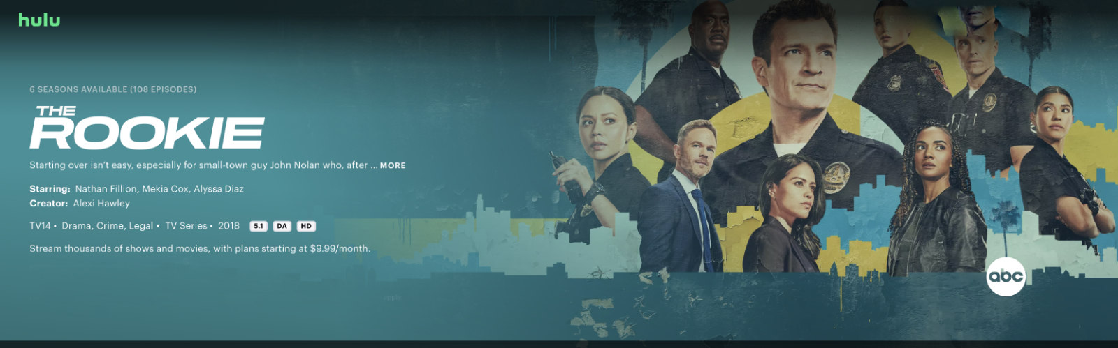 Watching The Rookie season 7 on Hulu in Canada