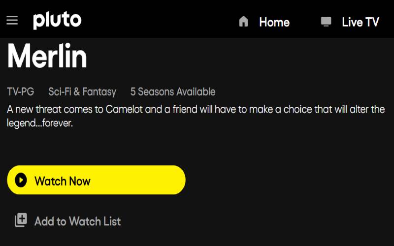 Stream Merlin Series on Pluto