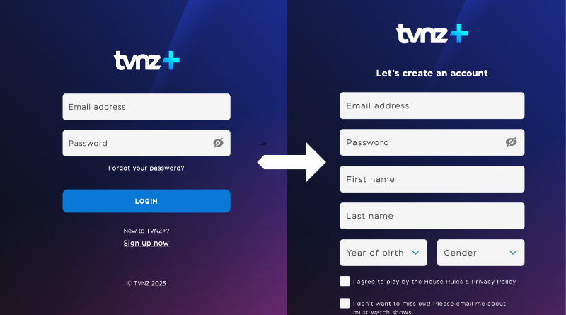 Signing up for TVNZ+ for free