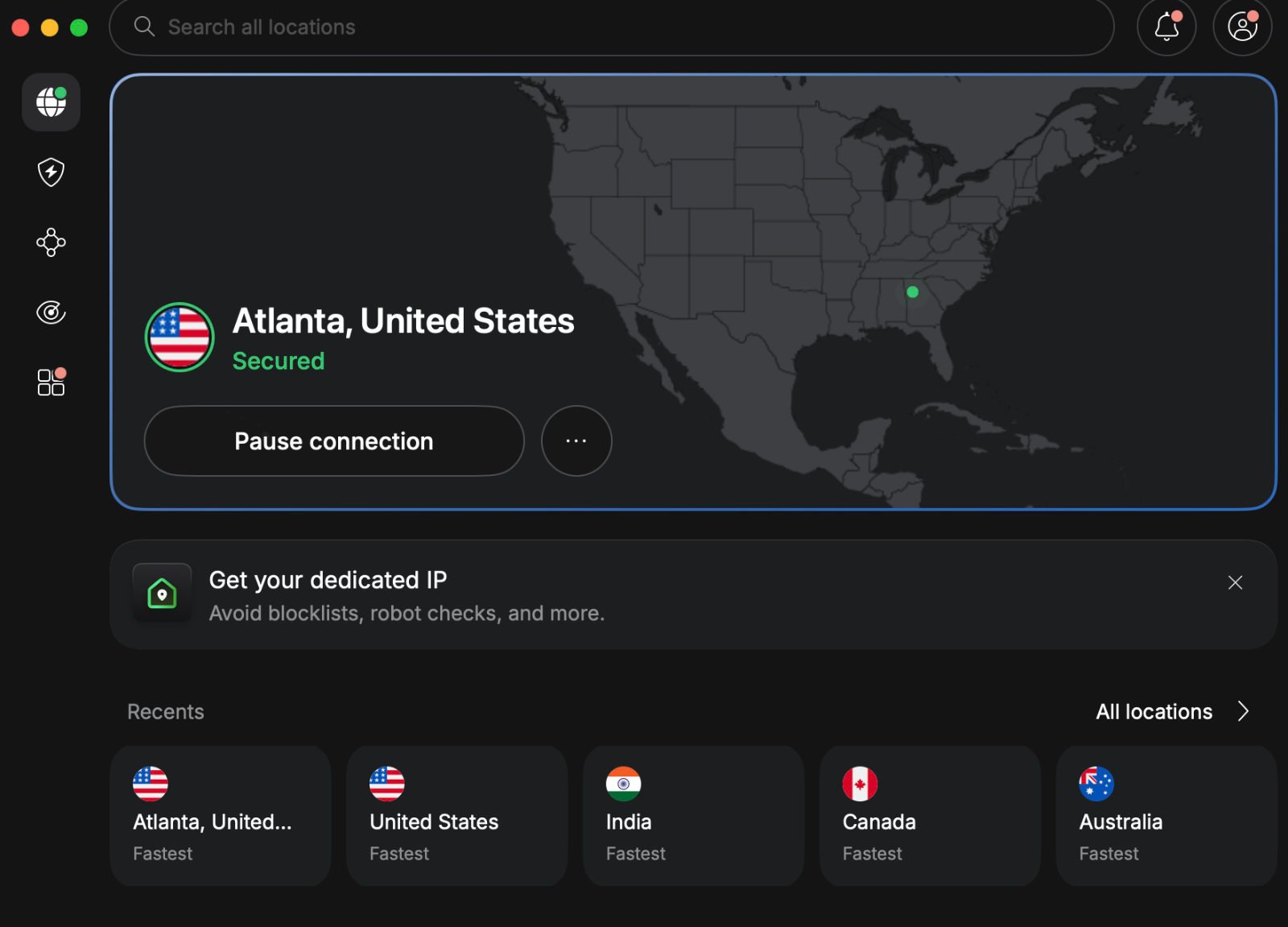 Illustration of establishing connection to US server to stream UFC 328: Chimaev vs Strickland online on Paramount+ from Canada