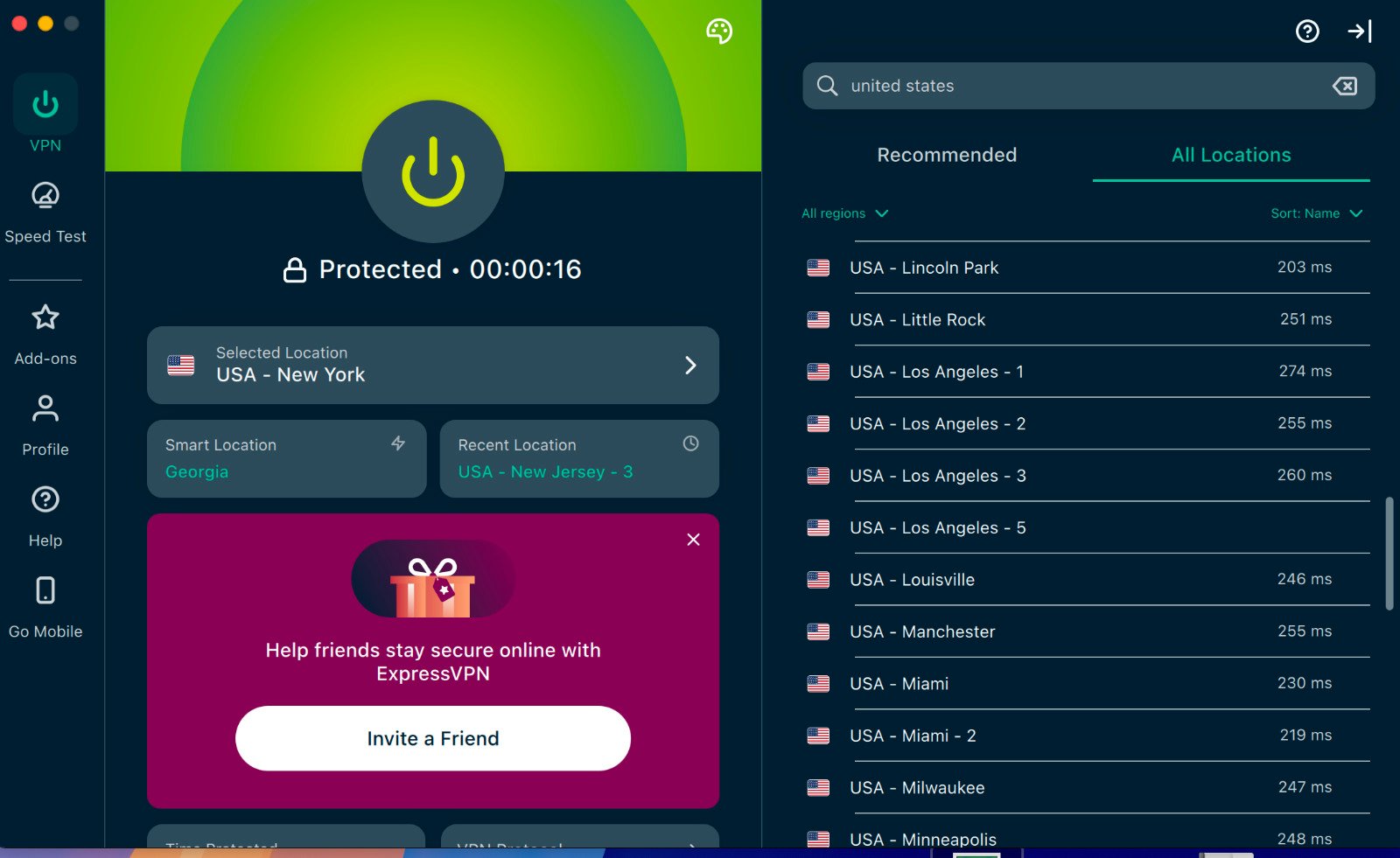 Connect to a US server using a VPN